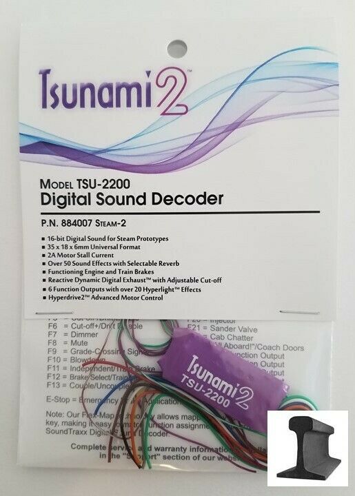 Soundtraxx ~ New 2021 ~ Tsunami 2 ~ Tsu-2200 Steam - 2 ~ Sound Decoder ~ 884007