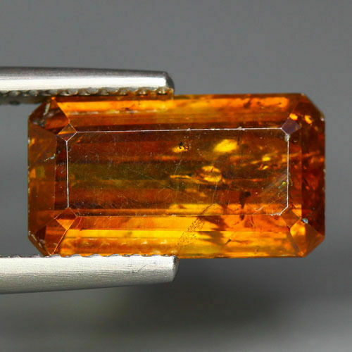 4.9 Cts 100% Natural Sphalerite Emerald  Cut Reddish Orange Color Loose Gemstone