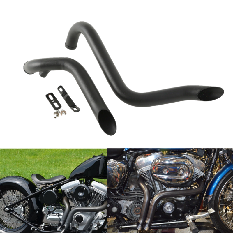 Black 1.75" Pipes Exhaust Fit For Harley Davidson Sportster Xl883 Drag 1986-2013