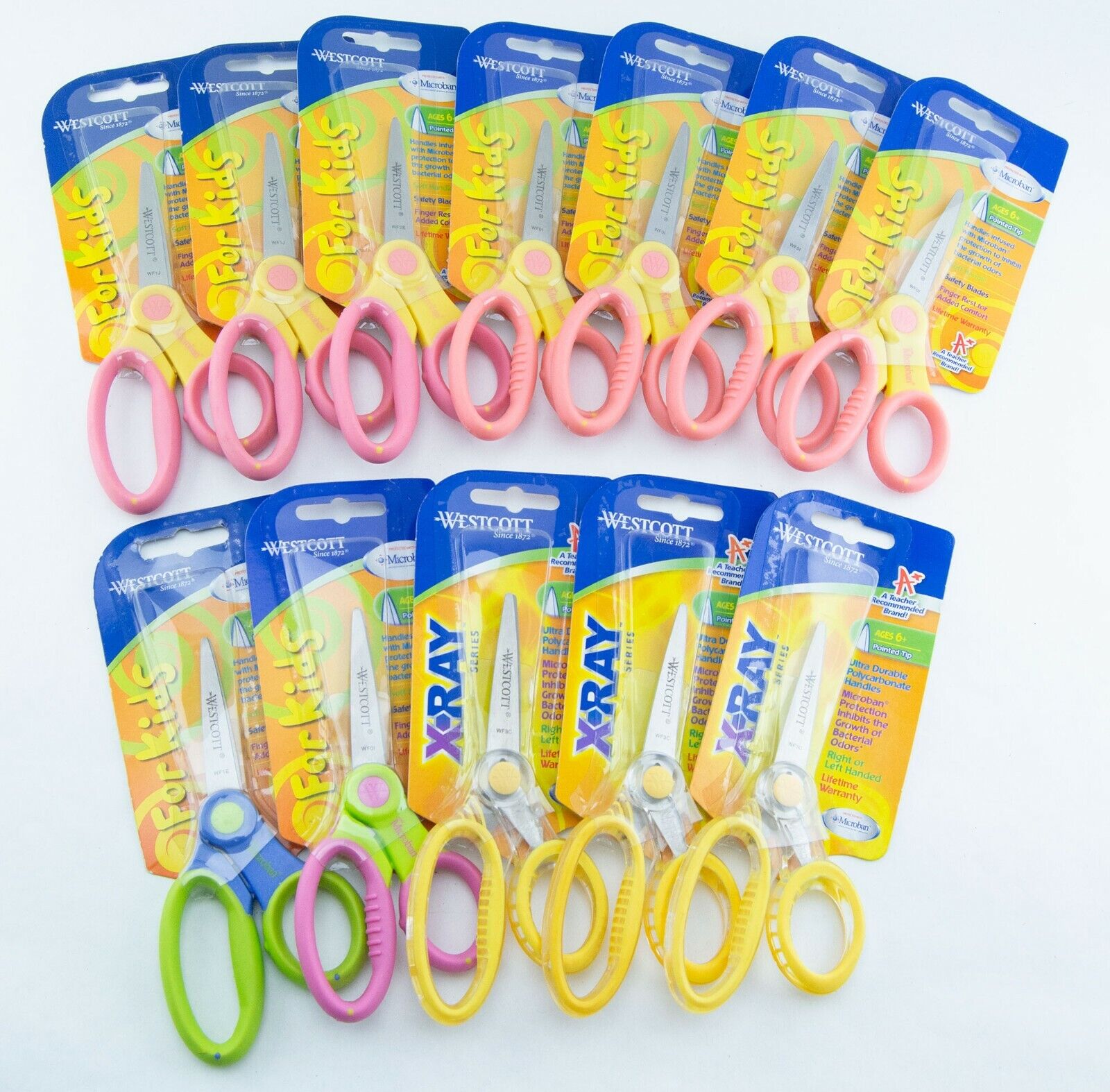 Lot Of 12 Westcott Scissors For Kids Pointed Tip Ages 6+ Microban Antimicrobial