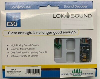 Esu 58420 Loksound 5 Dcc Sound Decoder & Nmra 8 Pin Brand New! V5  Modelrrsupply